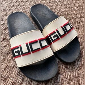 Gucci Stripe Rubber Slide Womens 7